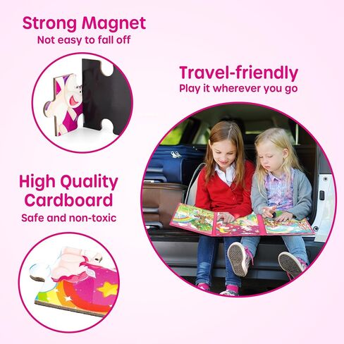 SYNARRY Princess Fairy Party Magnetic Puzzles for Toddlers 3-5 Girls, 36 Pieces Travel Puzzles for Kids Ages 4-6, Airplane Car Road Trip Activities Games Toys for 3 4 5 6 Year Old Girls Birthday Gifts in Kuwait