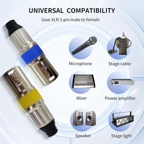 RIVIERA 6 pcs XLR 3pin Male Plug and 6pcs XLR 3Pin Female Socket with Fine Nickel Plated with 24K Gold Plated Contacts in Kuwait