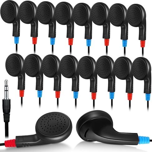 100 Pack Earbuds Bulk Kids Earphones for Classroom, Student Wired Earbuds Headphones Without Mic, Earphones Bulk for Kids Adults School Library Laptop, Individually Bagged in Saudi Arabia
