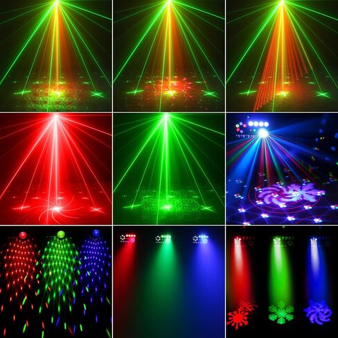 DJ Stage Party Lights - 40W 5IN1 DJ Lights Bee Eye Green&Red Multi Patterns Strobe Effects by Sound Activated DMX Remote Control for Wedding Disco Party Halloween Music Dance Bar Club Gig in Kuwait