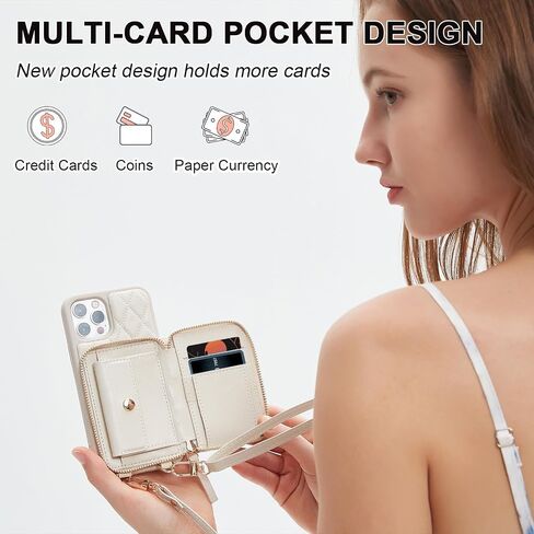بالنسبة إلى iPhone 16 Pro Max Wallet Casebody ، Pu Leather Zipper Handbag Pres Cover Cover Standar ، SLOT SLOT SLOT SLOT SLOT ROLDABLE CASE 6.9 بوصة iPhone أسود in Kuwait
