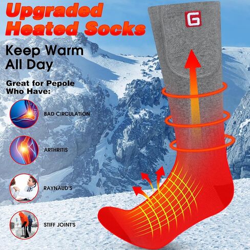 Men Heated Socks Electric Rechargeable Battery Powered Heated Socks for Men Winter Cotton Warm Heated Socks for Outdoor Sports Hiking Skiing Fishing Running Feet Warmers Socks in Saudi Arabia