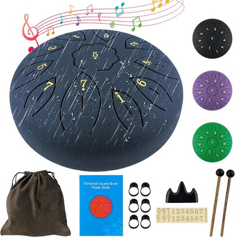 طبلة اللسان الفولاذية 6 بوصات 11 طبلة مطر طبلة اليد للحديقة الخارجية، طبلة الباندا الآلات الموسيقية مع أعواد الطبل، حامل، مجداف الإصبع، كتاب الموسيقى، حقيبة سفر للبالغين والأطفال in Kuwait