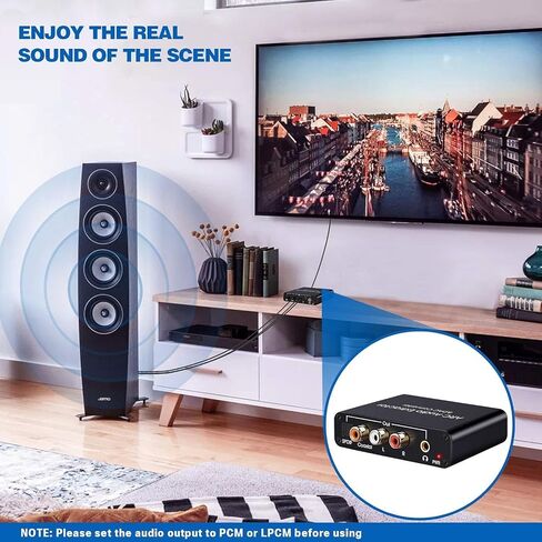 HDMI ARC Audio Extractor, 192KHz DAC Audio Converter HDMI ARC Input and TOSLINK SPDIF/Analog L/R RCA Stereo Output Audio Adapter Compatible HDTV Soundbar Speaker Amplifier in Saudi Arabia