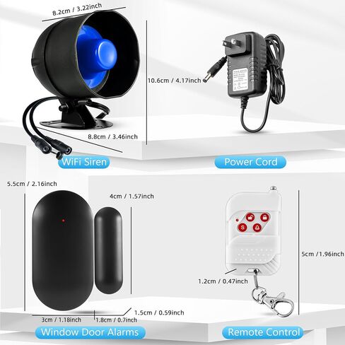 Smart Alarm System for Home Security, 120dB WiFi House Alarm Systems with Window Door Alarm Sensor and Remote Control, Alarm Security System for Shed Garage（Red） in Saudi Arabia