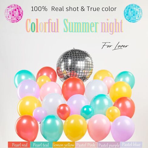 Metallic Balloon garland kit 150PCS Hot Pink Purple Green Blue Silver Gold Latex starburst 80s 90s Disco ball Party Balloons for Birthday Graduation last bachelorette Decoration new year eve supplies in Kuwait