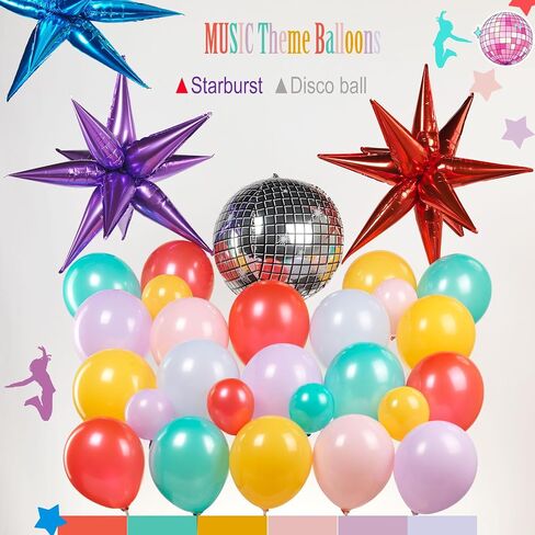 Metallic Balloon garland kit 150PCS Hot Pink Purple Green Blue Silver Gold Latex starburst 80s 90s Disco ball Party Balloons for Birthday Graduation last bachelorette Decoration new year eve supplies in Kuwait