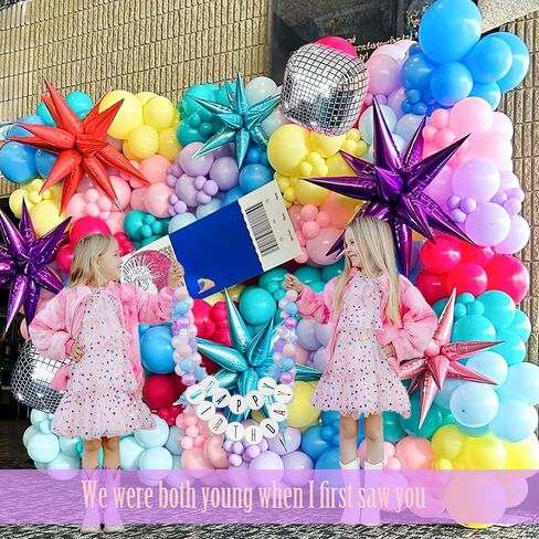 Metallic Balloon garland kit 150PCS Hot Pink Purple Green Blue Silver Gold Latex starburst 80s 90s Disco ball Party Balloons for Birthday Graduation last bachelorette Decoration new year eve supplies in Kuwait