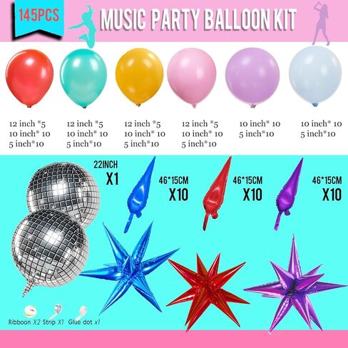 Metallic Balloon garland kit 150PCS Hot Pink Purple Green Blue Silver Gold Latex starburst 80s 90s Disco ball Party Balloons for Birthday Graduation last bachelorette Decoration new year eve supplies in Kuwait