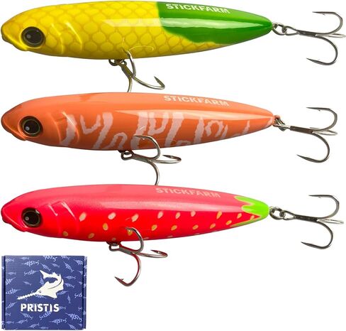 3 PCS Topwater Popper Fishing Fishing ، وأعلى الماء بوبرس لباس ، وطعم قلم رصاص بوبر للمياه المالحة والمياه العذبة ، والسباحة العائمة مع خطاف Trebl in Kuwait