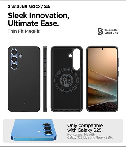 Spigen Thin Fit MagFit Designed for Galaxy S25 Ultra Case [Qi2 Certified/Magnet for Galaxy] (2025) - Black in Saudi Arabia