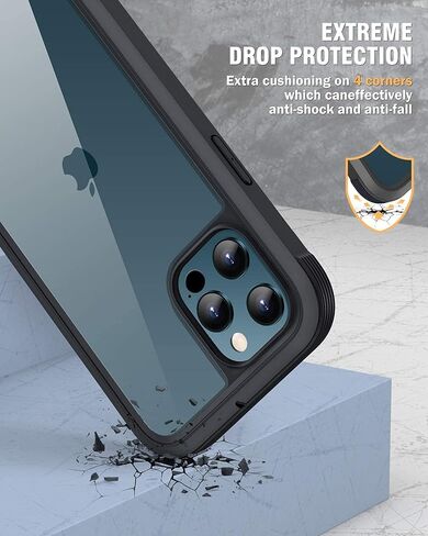 حافظة Miracase مصممة لهاتف iPhone 12 Pro Max، حافظة متينة لكامل الجسم مع واقي شاشة مدمج حساس للمس ومضاد للخدش، حافظة TPU ناعمة متوافقة مع iPhone 12 Pro Max 6.7 بوصة، أزرق ذهبي in Kuwait