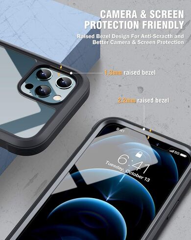 حافظة Miracase مصممة لهاتف iPhone 12 Pro Max، حافظة متينة لكامل الجسم مع واقي شاشة مدمج حساس للمس ومضاد للخدش، حافظة TPU ناعمة متوافقة مع iPhone 12 Pro Max 6.7 بوصة، أزرق ذهبي in Kuwait