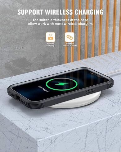 حافظة Miracase مصممة لهاتف iPhone 12 Pro Max، حافظة متينة لكامل الجسم مع واقي شاشة مدمج حساس للمس ومضاد للخدش، حافظة TPU ناعمة متوافقة مع iPhone 12 Pro Max 6.7 بوصة، أزرق ذهبي in Kuwait