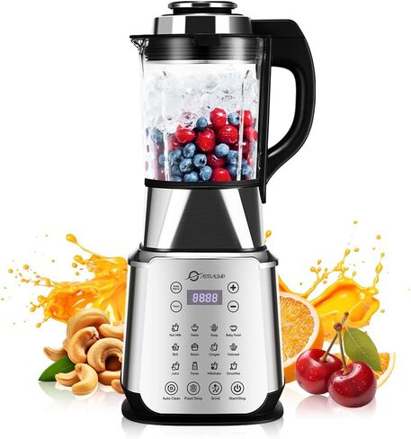 ASH01-B Blenders for Kitchen with Heating, 1200W Adjustable 26000-60000RPM High Speed Food Processors, Black Professional blender with Keep Warm 14 Functions Auto Clean for Smoothies Soups Sauces more in Saudi Arabia