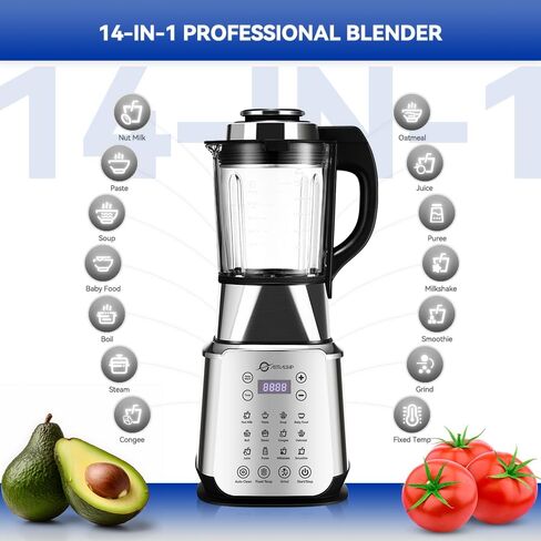 ASH01-B Blenders for Kitchen with Heating, 1200W Adjustable 26000-60000RPM High Speed Food Processors, Black Professional blender with Keep Warm 14 Functions Auto Clean for Smoothies Soups Sauces more in Saudi Arabia