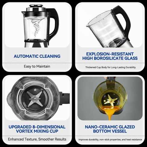 ASH01-B Blenders for Kitchen with Heating, 1200W Adjustable 26000-60000RPM High Speed Food Processors, Black Professional blender with Keep Warm 14 Functions Auto Clean for Smoothies Soups Sauces more in Saudi Arabia