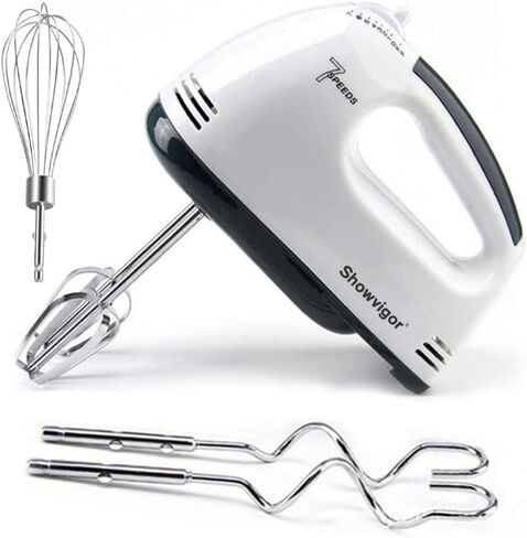 Handmixer Electric Handheld - 7 سرعات محمولة خلاط المطبخ الكهربائي مع 5 ملحقات من الفولاذ المقاوم للصدأ ، خفاش الطعام لخلط الكعك ملفات تعريف الارتباط ، الطهي ، الخبز in Kuwait