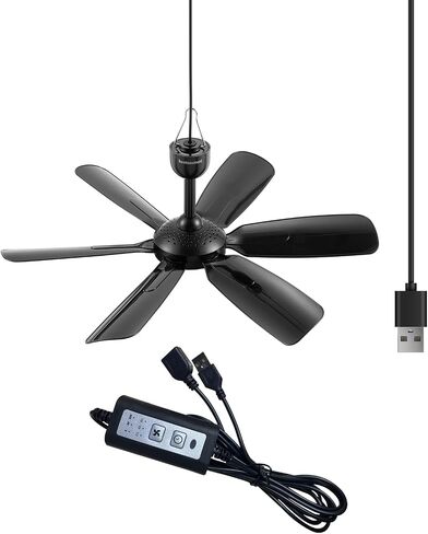 17.7-inch Portable USB Hanging Fan with 6 Blades, Indoor/Outdoor Use for RV, Camping, and Canopy, Quiet Operation (with remote control) in Saudi Arabia