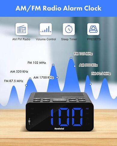 Digital Alarm Clock Radio with AM/FM Radio, Multi-Colors 1.4" LED Digits, Preset, Sleep Timer and Clear Display with Dimmer for Bedroom Bedside, Outlet Powered with Battery Backup (White) in Saudi Arabia
