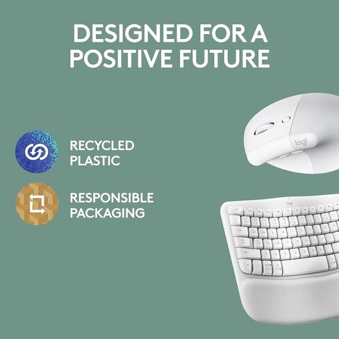 Logitech Wave Keys & Lift Vertical Mouse - Ergonomic Bundle — Wireless Keyboard with Cushioned Palm Rest & Vertical Wireless Mouse - Easy-Switch, Bluetooth, for Multi-OS, Windows/Mac - Rose in Kuwait