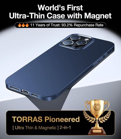 TORRAS Magnetic Slim-Fit for iPhone 16 Pro Max Case, Ultra-Thin 16 ProMax Phone Case Compatible with MagSafe, Light Anti-Scratch Matte Hard PC Bayer 6.9 inch OriginFit, Black in Saudi Arabia