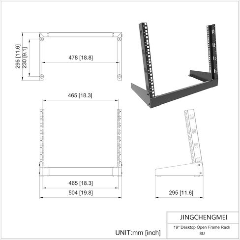 JINGCHENGMEI 6U Desktop Network Rack 19 inches Small Open Frame Rack 2 Post Free-Standing Tabletop Rack for Patch Panel, Data, AV, IT,Studio or Computer Equipment (6U) in Saudi Arabia
