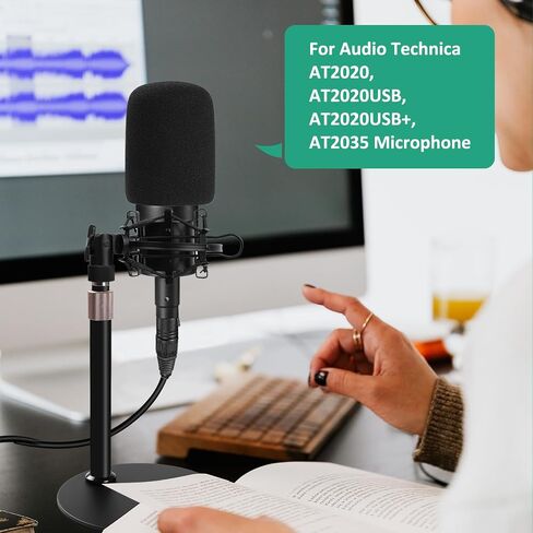 AT2020 Boom Arm Stand, Adjustable Mic Arm Stand with Shock Mount, Foam Windscreen and Cable Ties, for AT2020 AT2020USB AT2020USB+ AT2035 Mic in Saudi Arabia