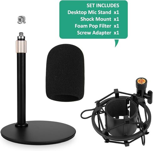 AT2020 Boom Arm Stand, Adjustable Mic Arm Stand with Shock Mount, Foam Windscreen and Cable Ties, for AT2020 AT2020USB AT2020USB+ AT2035 Mic in Saudi Arabia