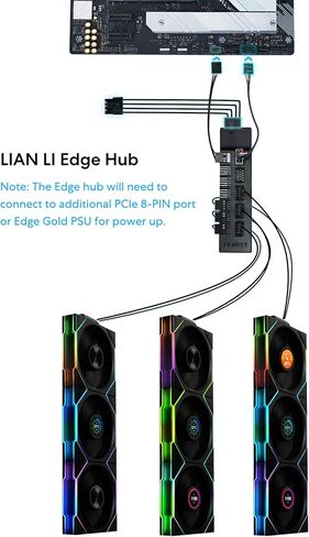 Lian Li UNI Fan TL LCD 120 Wireless - Triple Pack (Reverse Blade) - 2.4 GHz Wireless Controller Included - Infinity Mirror Design - LCD Display - Controller Required - White (12RTLLCD1W3W) in Kuwait