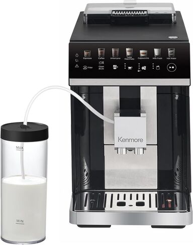 Koolatron Kenmore Fully Automatic Espresso Coffee Maker Machine Milk Frother & Grinder Dual Cream System Full Color Touchscreen One-Touch Cappuccino Latte Macchiato15 Bar Super Automatic White in Saudi Arabia