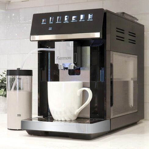 Koolatron Kenmore Fully Automatic Espresso Coffee Maker Machine Milk Frother & Grinder Dual Cream System Full Color Touchscreen One-Touch Cappuccino Latte Macchiato15 Bar Super Automatic White in Saudi Arabia