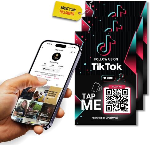 Reusable Followers Tap Sticker for TikTok with QR & NFC Tap - Compatible with iPhone and Android - Follow us on TikTok- Powered by Upgraving (1 Sticker) in Saudi Arabia