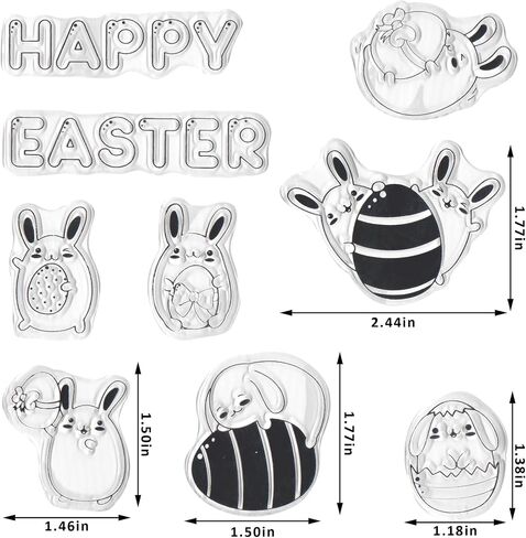 Easter Clear Stamps for Card Making, Happy Easter Words Bunny Eggs Rubber Stamps Easter Transparent Silicone Stamp Seal for Easter Spring DIY Scrapbooking Photo Album Decorations Supplies in Kuwait