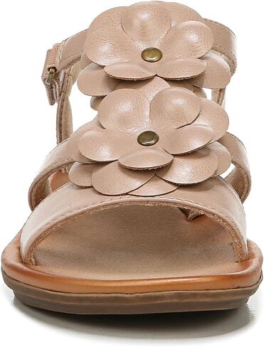 Naturalizer SOUL Womens Sing-2 Flat Sandals with Floral Embellishment and Arch Support, White Smooth, 7.5 W in Saudi Arabia