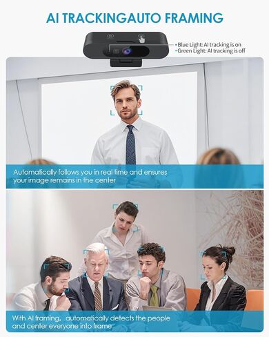 2K HD Webcam with Infrared Windows Hello Facial Recognition, Computer Camera, Privacy Cover, Noise Canceling Microphones, Laptop Webcam For Video Conferencing, Live, Streaming, Online Learning in Saudi Arabia