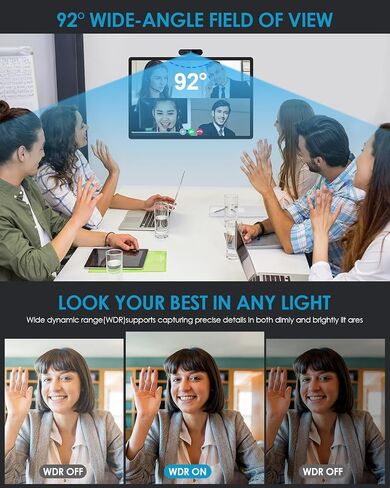 2K HD Webcam with Infrared Windows Hello Facial Recognition, Computer Camera, Privacy Cover, Noise Canceling Microphones, Laptop Webcam For Video Conferencing, Live, Streaming, Online Learning in Saudi Arabia
