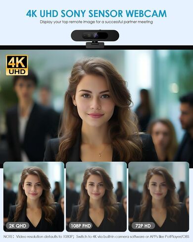2K HD Webcam with Infrared Windows Hello Facial Recognition, Computer Camera, Privacy Cover, Noise Canceling Microphones, Laptop Webcam For Video Conferencing, Live, Streaming, Online Learning in Saudi Arabia