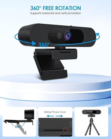 2K HD Webcam with Infrared Windows Hello Facial Recognition, Computer Camera, Privacy Cover, Noise Canceling Microphones, Laptop Webcam For Video Conferencing, Live, Streaming, Online Learning in Saudi Arabia