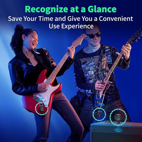 A13 Wireless Guitar System 2.4GHz 2 Modes, Rechargeable Li-Battery, 100ft Range, 10H, Plug & Play for Guitar, Bass, Violin, Keyboard - Black in Saudi Arabia