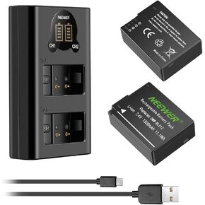 NEEWER DMW-BLK22 Replacement Battery and Charger Set, 2 Pack 2400mAh Batteries and Type C Dual Channel USB Charger, Compatible with Panasonic Lumix DC-S5 DC-S5 II DC-S5 IIX GH5 II GH6 S5II S5M2 GH5M2