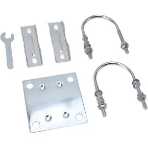 Antenna Mast Clamp V Jaw Block with U Bolts, Adjustment Aluminum Alloy, Antenna Mast Bracket Mount for Roof Wall (A)