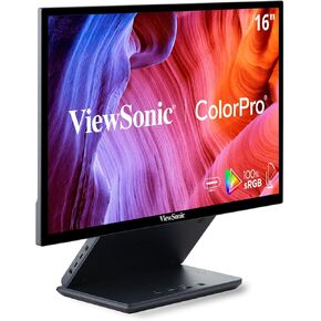 ViewSonic VP1656 15.6 Inch 1080p IPS Portable Monitor with 2 Way Powered 40W USB C, Pantone Validated, Factory Calibrated, Built in Ergonomic Stand with Protective Cover