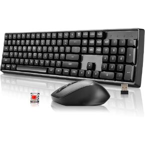 darkFlash Wireless Mechanical Keyboard and Mouse for Office, 106 Keys Full-Size Keyboard and Mouse Combo, Linear Red Switches for Windows/Mac Computer Office Desktop Laptop(GK104) (Milk Tea) in Kuwait