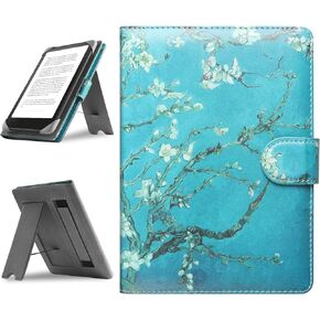 Universal Case for 6.8",7" eReader,Compatible with Kindle/Kobo Clara HD/Kobo Clara 2E/Paperwhite/Pocketbook/Tolino eReader,Leather Stand Cover for 6"-7'' E-Book Reader,Flower
