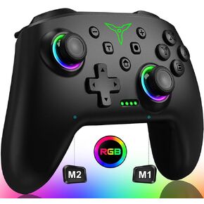 Switch Controller, Wireless Switch Controller Compatible with Switch Controller/Switch Lite/OLED, Wireless Switch Controllers Work with iOS/Android/PC with RGB Light, Programmable, TURBO & Wakeup