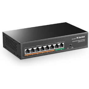 MokerLink 11 Port PoE Switch with 9 Port PoE+, 2 Fast Ethernet UpLink, 10/100Mbps, 120W 802.3af/at PoE, Fanless Plug & Play Network Switch