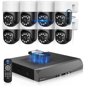 《2-Way Audio & 4K/8.0 Megapixel 》Wired Security Camera System with 8 poe Cameras,130°Wide Angle Lens Home Video Surveillance System,Outdoor Security Camera System