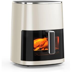 DUMOS 6 Quart Air Fryer with Window, Square Air Fryer 12-in-1 Air Fry, Roast, Reheat, Dehydrate, Bake, Reheat, Fries, Sea Food, Steam with 400F Grey