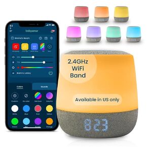 Babysense Dreamer 2.0 Sound Machine, White Noise Machine for Baby Sleeping with Night Light, Toddler Sleep Trainer 28 Soothing Sleep Sounds, Timer, App Control (Available in US Only), 2.4GHz WiFi band